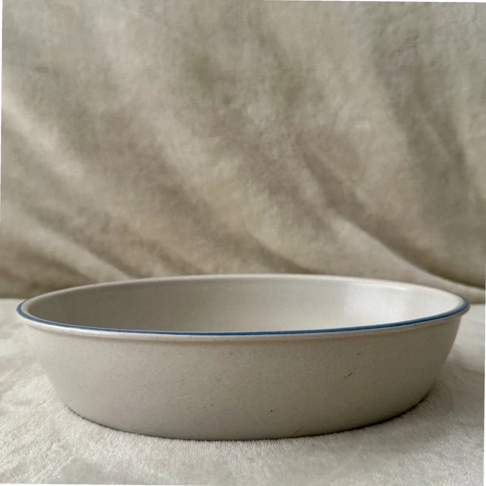 Pfaltzgraff Serving Bowl Blue Floral Stoneware Oval Farmhouse Cottage Vintage